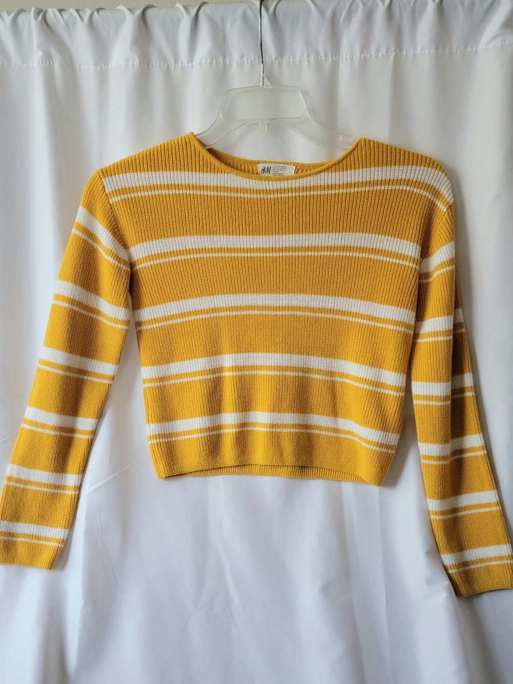Yellow Gritty Boho Granola Girl Ribbed Crewneck Crop Sweater